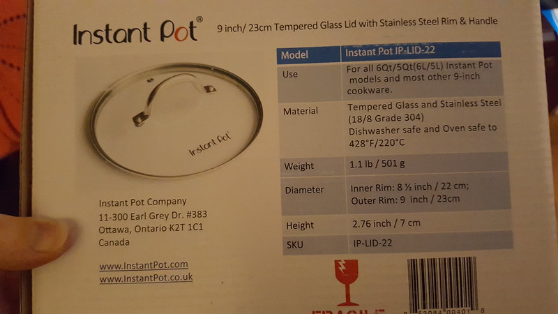 Instant Pot Glass Lid in Box
