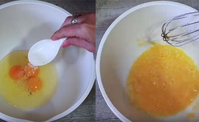 яйца смешать с сахаром