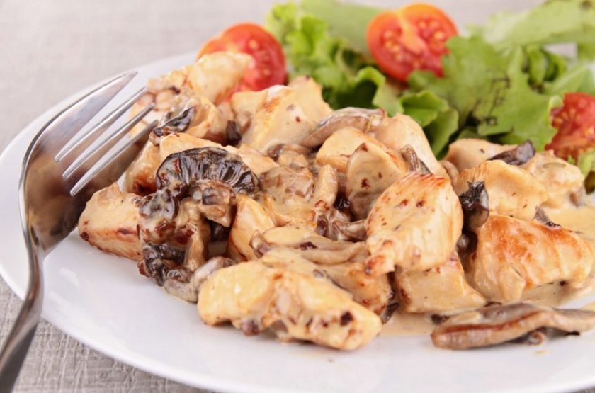 Куриная грудка с грибами