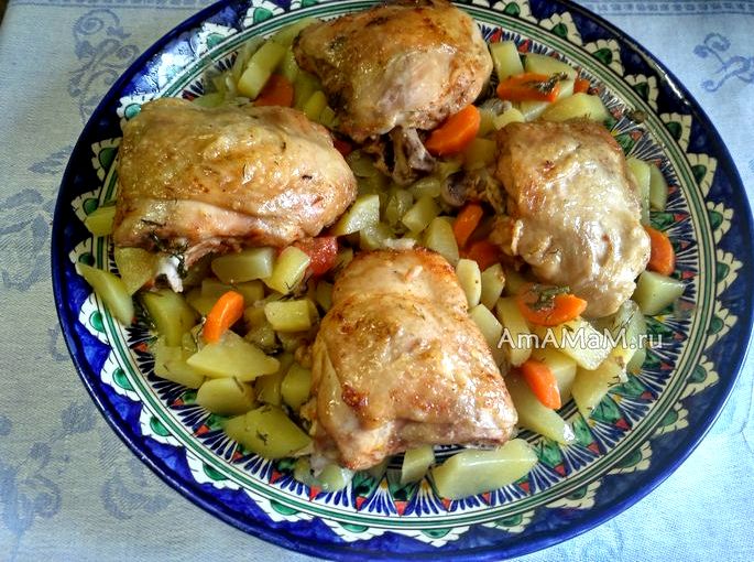 Курица с картошкой в духовке в рукаве для запекания Любите соевый соус - плесните