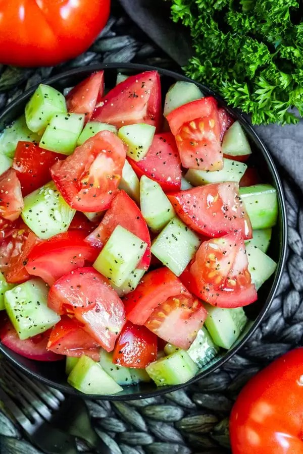 garden fresh Cucumber and Tomato Salad