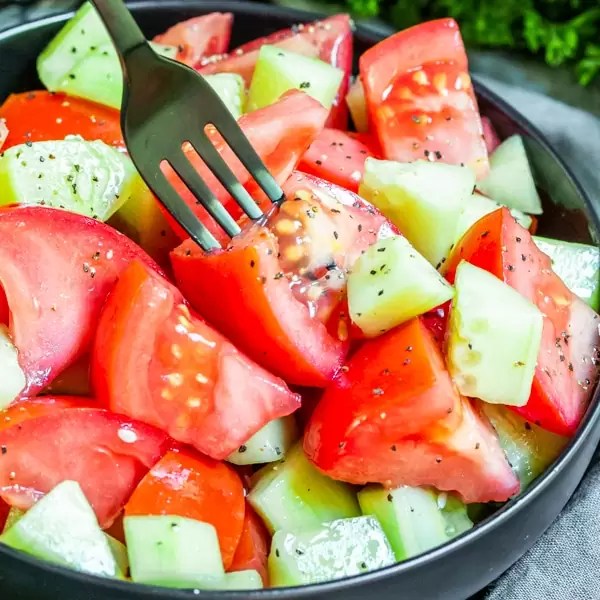 bowl of Cucumber and Tomato Salad