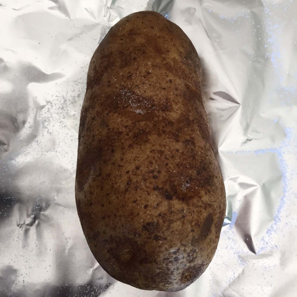 Foil wrapped potato for baking