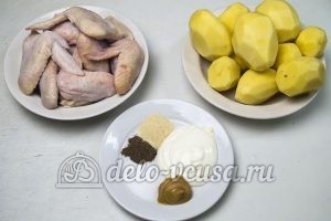 Куриные крылышки с картошкой в духовке: Ингредиенты