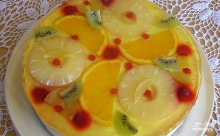 Творожный торт с желе и фруктами - фото шаг 12