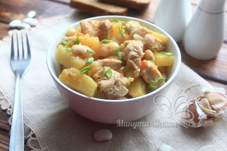 Курица с картошкой и фасолью в мультиварке – рецепт с фото пошагово