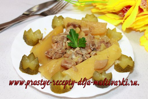 Картошка с курицей и грибами в мультиварке – скороварке