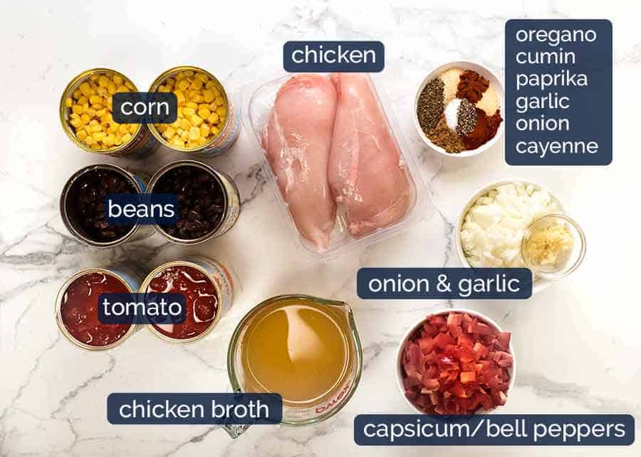 Ingredients for Mexican Soup with Chicken