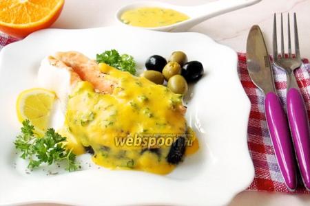 Фото рецепта Стейк из лосося в апельсиновом соусе