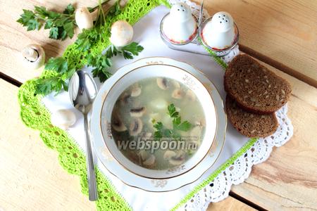Фото рецепта Фасолевый суп с клёцками и грибами в мультиварке
