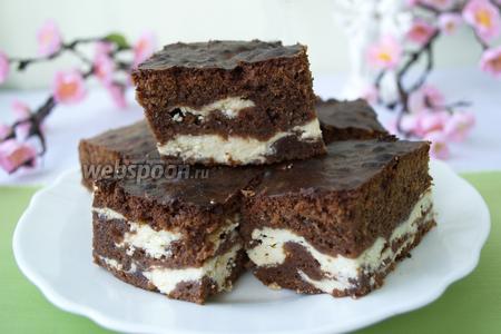 Фото рецепта Шоколадный «Мраморный» пирог с творогом