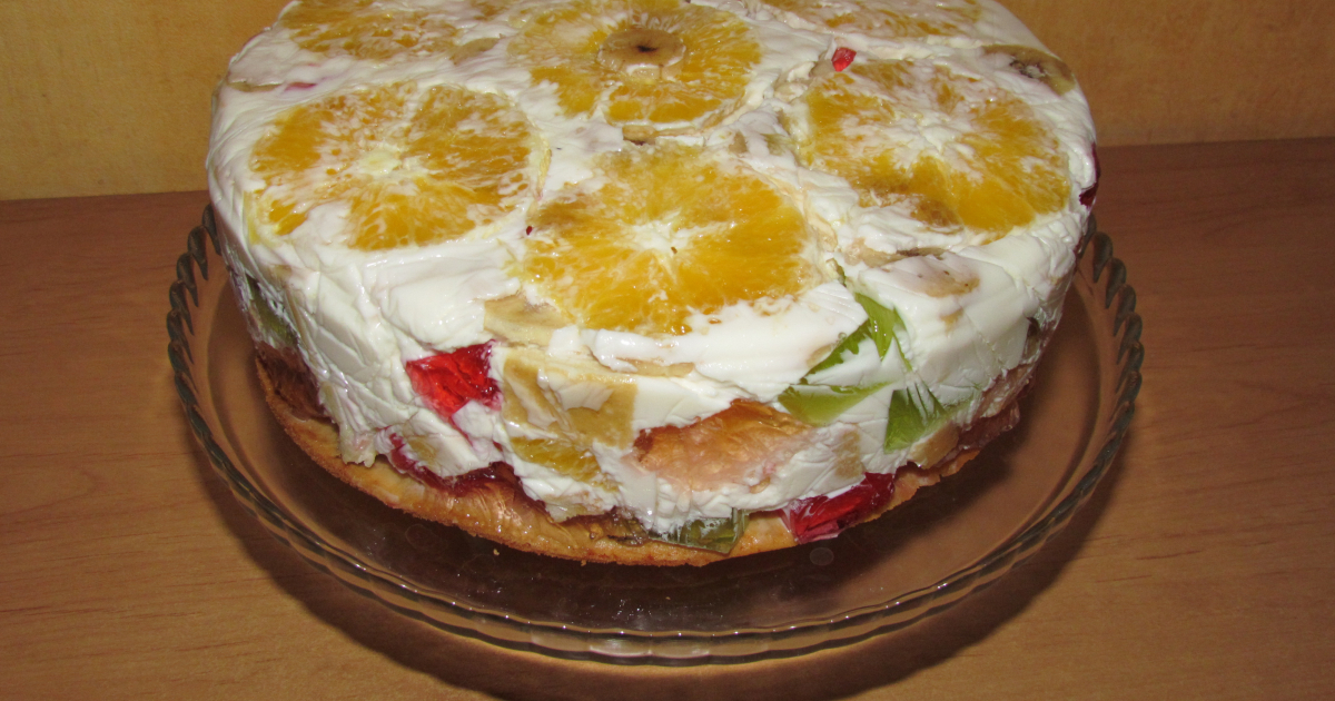 Битое стекло торт со сметаной и желе рецепт с фото