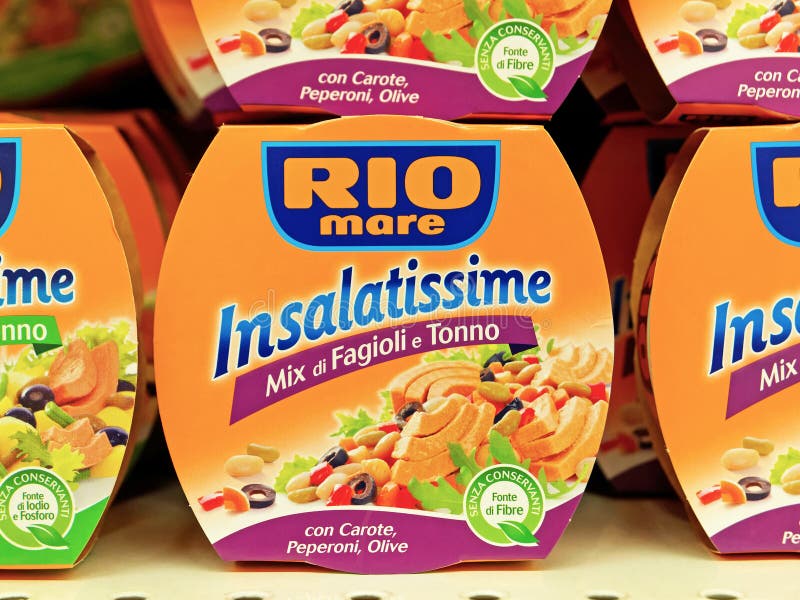 Rio Mare Insalatissime, delicious and balanced ready-to-eat meals. royalty free stock photo