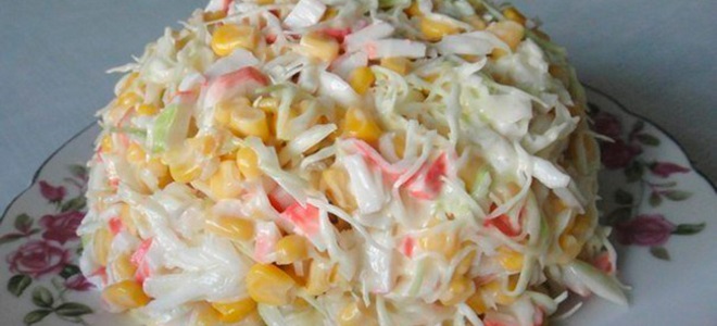 Крабовый салат - рецепт с капустой без риса