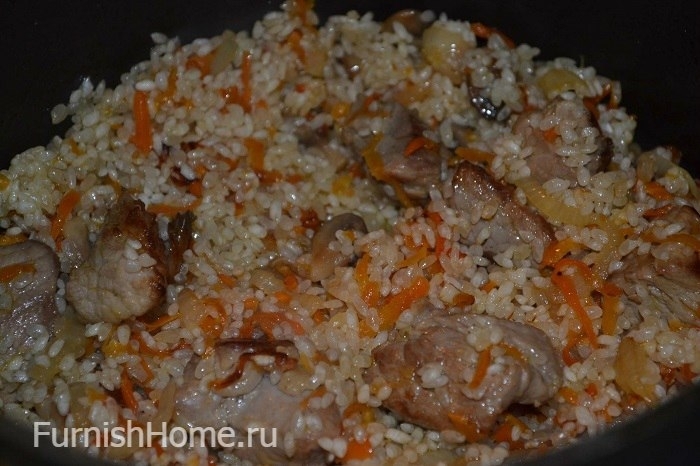 Рис со свининой и грибами