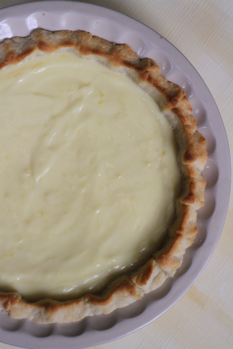 over head shot of Lemon Sour Cream Pie