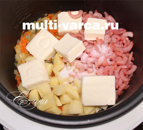 Сырный суп с креветками в мультиварке. Суп с креветками в мультиварке